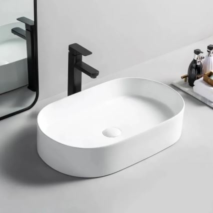 REA-U1055 - NADIA Countertop Basin 38.5x61 cm Ceramic/Glossy White