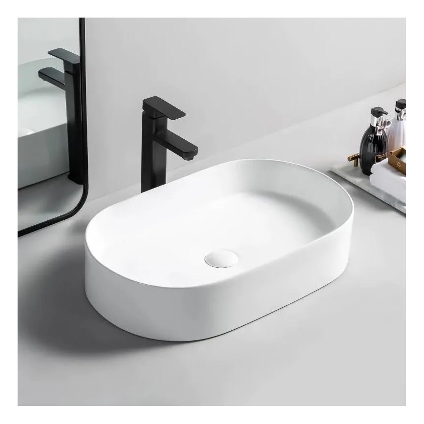 REA-U1055 - NADIA Countertop Basin 38.5x61 cm Ceramic/Glossy White