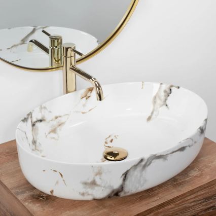 REA-U1232 - QUEEN Countertop Basin 41.5 x 55 cm, ceramic/stone-effect