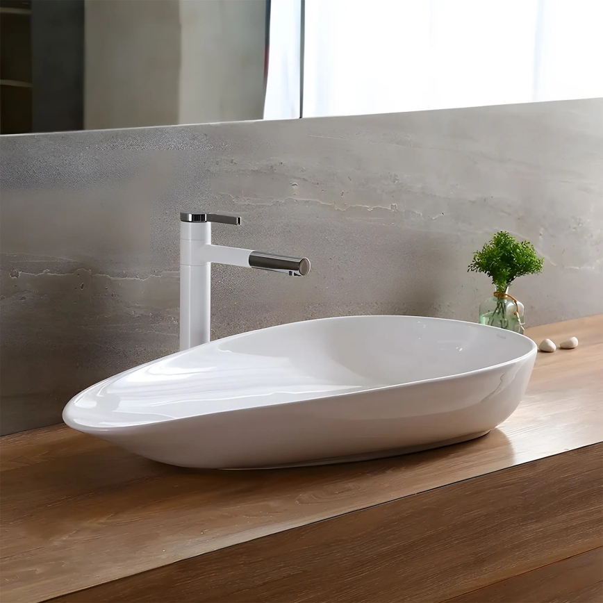 REA-U1500 - GRETA Countertop Washbasin 42.5 x 77 cm, ceramic / glossy white