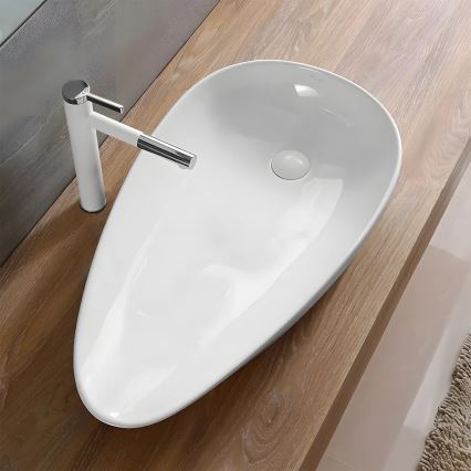 REA-U1500 - GRETA Countertop Washbasin 42.5 x 77 cm, ceramic / glossy white