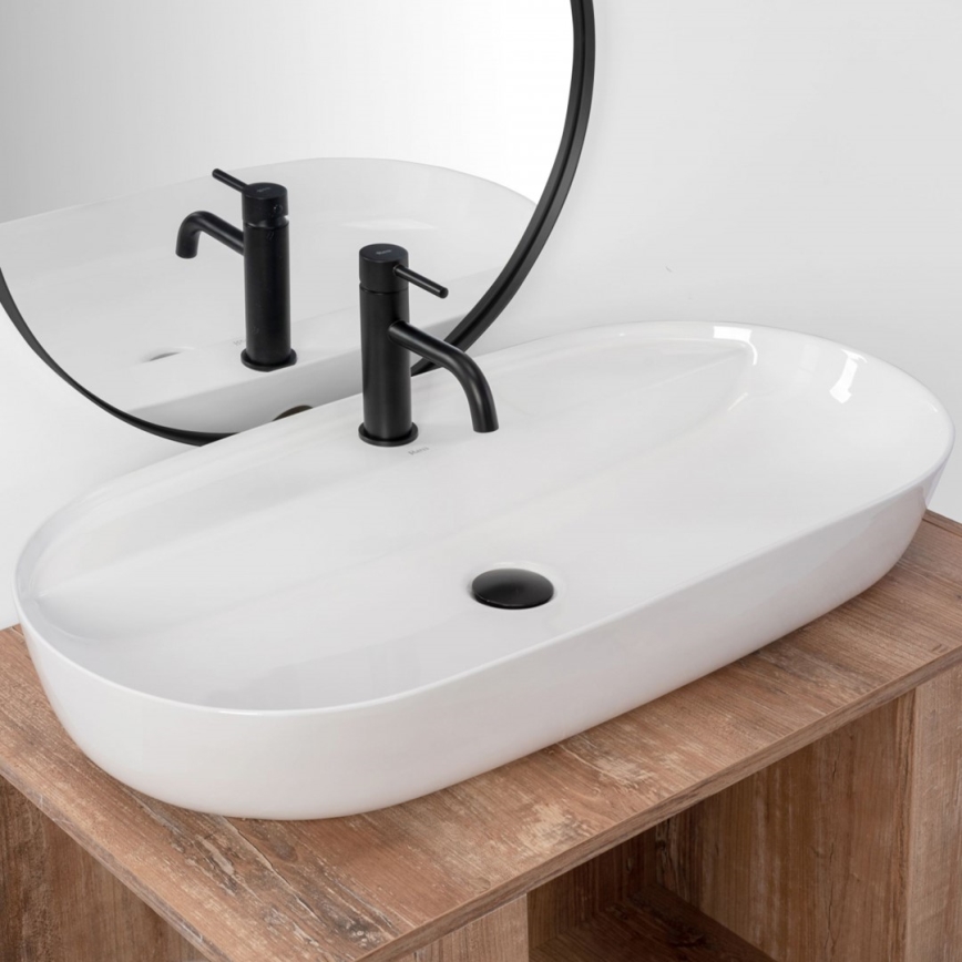 REA-U2541 - AURA Countertop Washbasin 41x81 cm ceramic/glossy white
