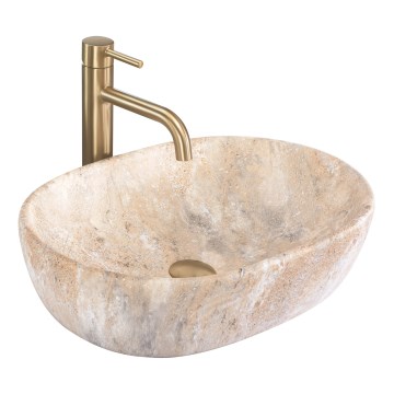 REA-U3000 - AMELIA countertop basin 34.5 x 48 cm ceramic/beige/stone-effect