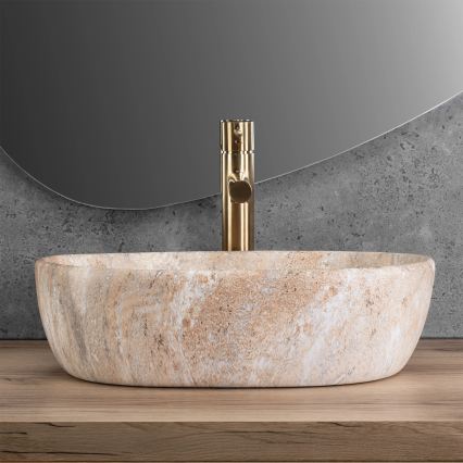 REA-U3000 - AMELIA countertop basin 34.5 x 48 cm ceramic/beige/stone-effect