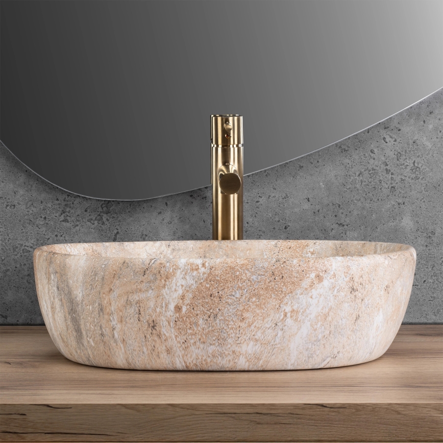 REA-U3000 - AMELIA countertop basin 34.5 x 48 cm ceramic/beige/stone-effect