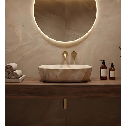 REA-U3000 - AMELIA countertop basin 34.5 x 48 cm ceramic/beige/stone-effect