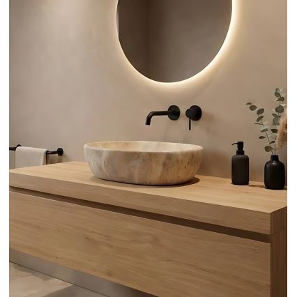 REA-U3000 - AMELIA countertop basin 34.5 x 48 cm ceramic/beige/stone-effect