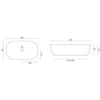 REA-U3000 - AMELIA countertop basin 34.5 x 48 cm ceramic/beige/stone-effect