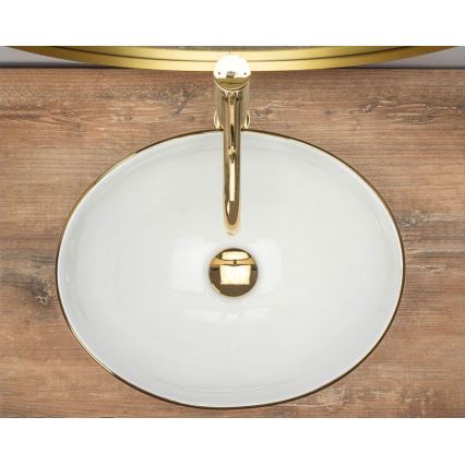 REA-U3287 - SOFIA Countertop Basin 34.5 x 41 cm Ceramic/Glossy White/Gold