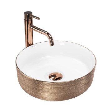 REA-U3303 - SAMI Countertop Basin Ø 37 cm, ceramic / white / gold