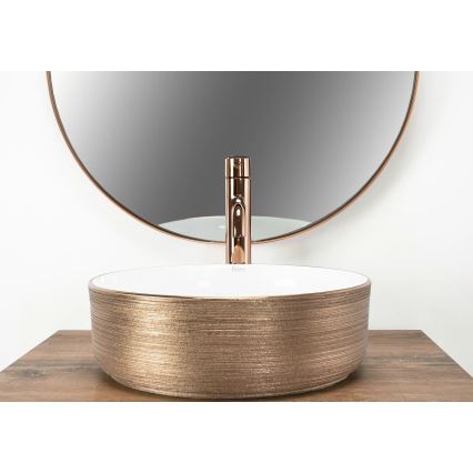 REA-U3303 - SAMI Countertop Basin Ø 37 cm, ceramic / white / gold