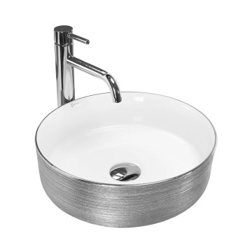 REA-U3304 - SAMI countertop basin Ø 36 cm, ceramic/white/silver