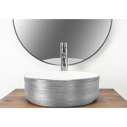 REA-U3304 - SAMI countertop basin Ø 36 cm, ceramic/white/silver