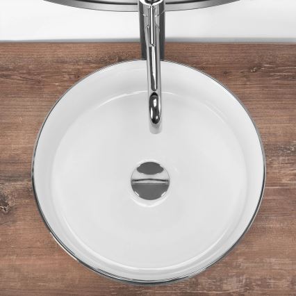 REA-U3304 - SAMI countertop basin Ø 36 cm, ceramic/white/silver