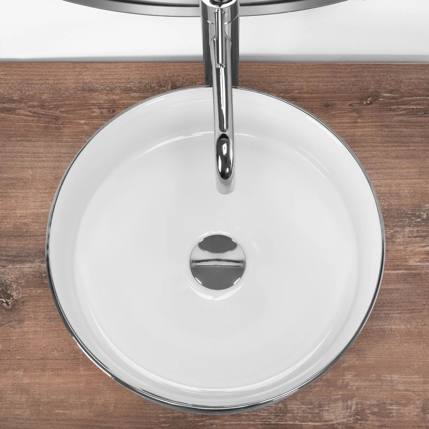 REA-U3304 - SAMI countertop basin Ø 36 cm, ceramic/white/silver