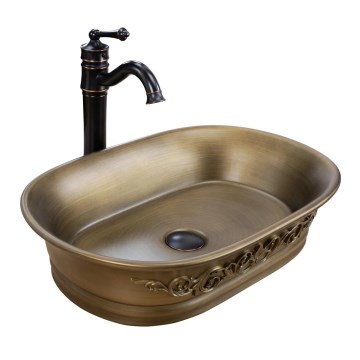 REA-U3305 - WILMA RUSTIC Countertop Washbasin 38x55 cm, Ceramic/Copper
