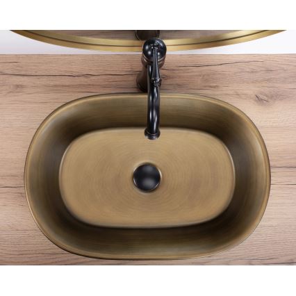 REA-U3305 - WILMA RUSTIC Countertop Washbasin 38x55 cm, Ceramic/Copper