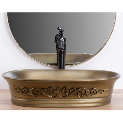 REA-U3305 - WILMA RUSTIC Countertop Washbasin 38x55 cm, Ceramic/Copper