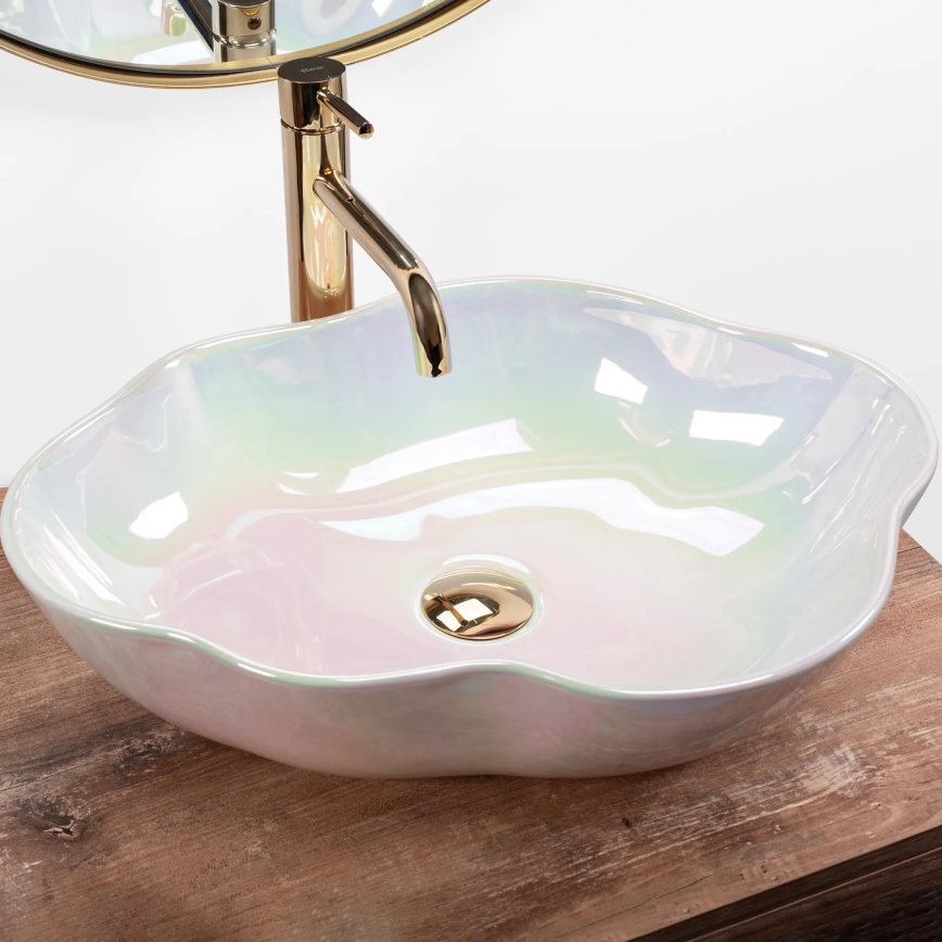 REA-U3309 - Countertop washbasin PEARL 38x50,5 cm ceramic/multicolored