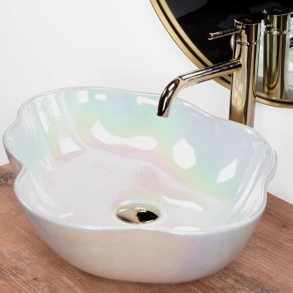 REA-U3309 - Countertop washbasin PEARL 38x50,5 cm ceramic/multicolored