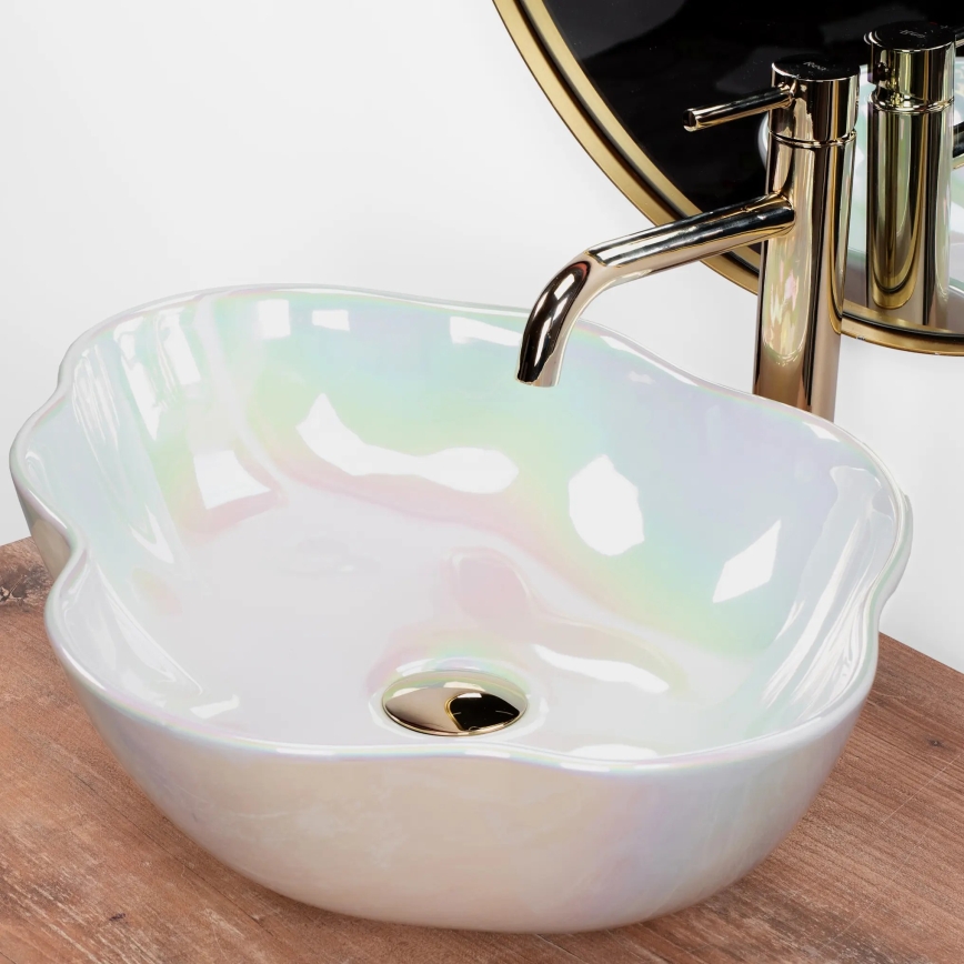 REA-U3309 - Countertop washbasin PEARL 38x50,5 cm ceramic/multicolored