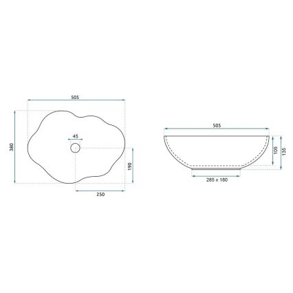 REA-U3309 - Countertop washbasin PEARL 38x50,5 cm ceramic/multicolored