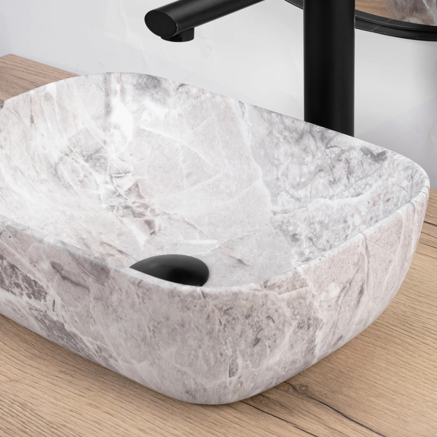REA-U3321 - Countertop washbasin BELINDA MINI 25x36 cm ceramic/grey/stone-effect