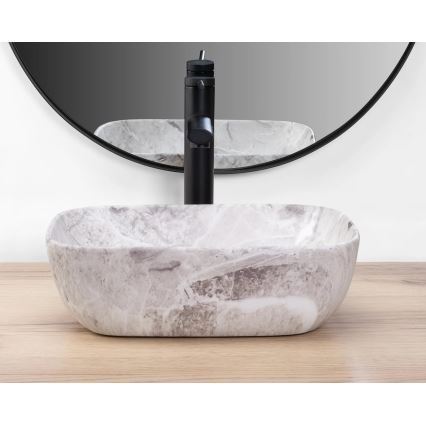 REA-U3321 - Countertop washbasin BELINDA MINI 25x36 cm ceramic/grey/stone-effect