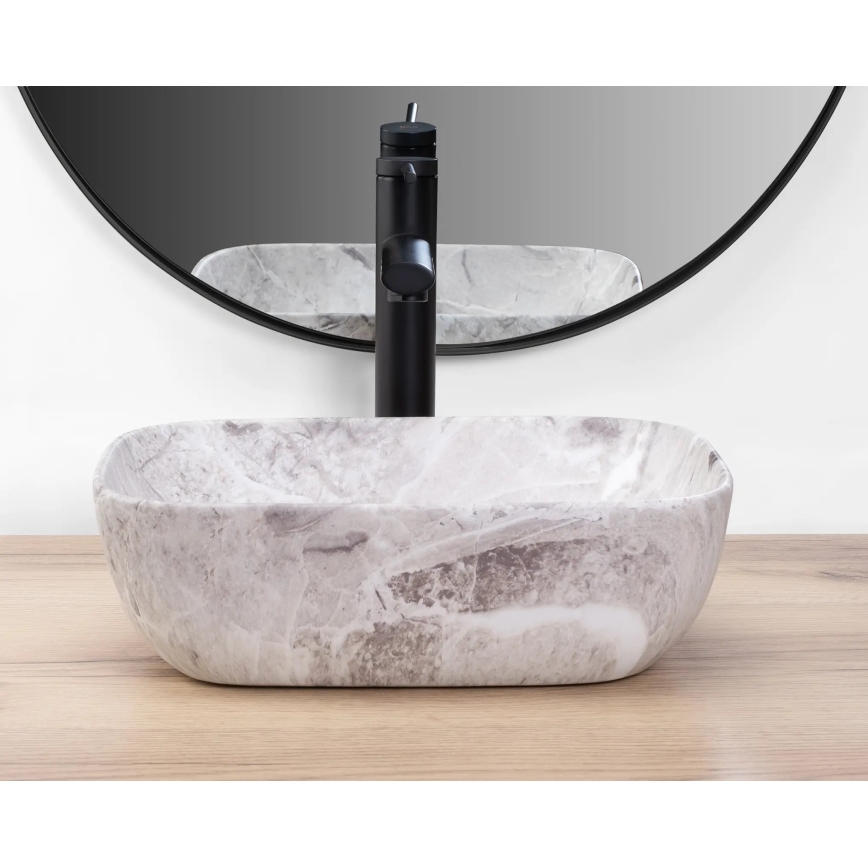 REA-U3321 - Countertop washbasin BELINDA MINI 25x36 cm ceramic/grey/stone-effect