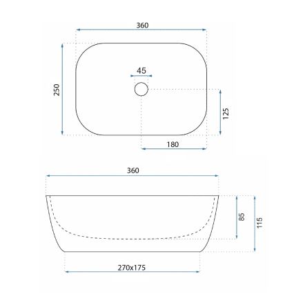 REA-U3321 - Countertop washbasin BELINDA MINI 25x36 cm ceramic/grey/stone-effect