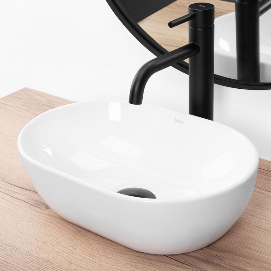 REA-U3322 - AMELIA MINI Countertop Washbasin 26x38 cm, Ceramic/Glossy White