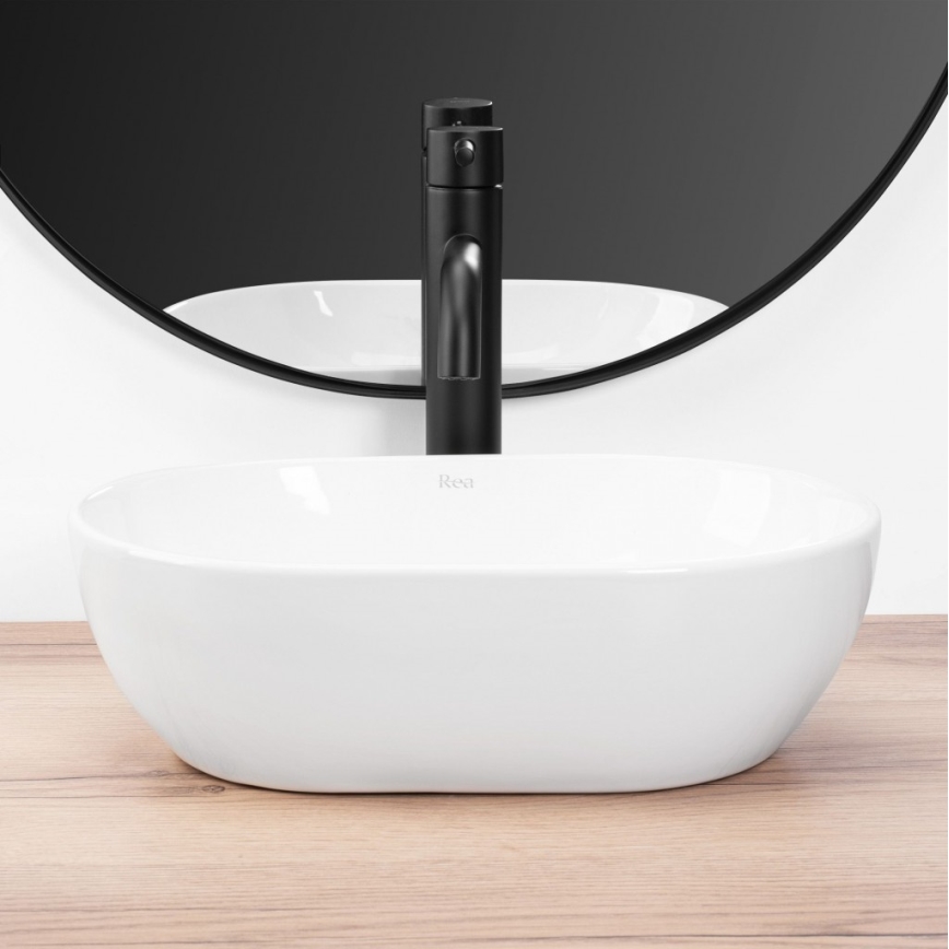 REA-U3322 - AMELIA MINI Countertop Washbasin 26x38 cm, Ceramic/Glossy White