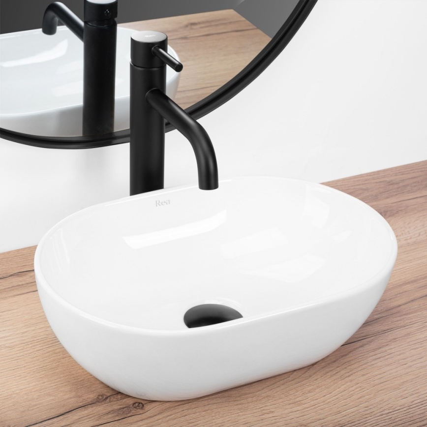 REA-U3322 - AMELIA MINI Countertop Washbasin 26x38 cm, Ceramic/Glossy White