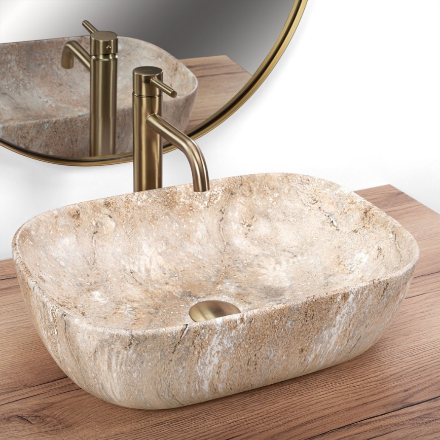 REA-U3323 - BELINDA Countertop Basin 33.5 x 46.5 cm, Ceramic/Stone-Effect