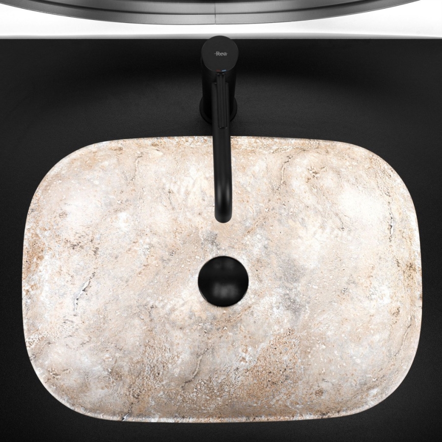 REA-U3323 - BELINDA Countertop Basin 33.5 x 46.5 cm, Ceramic/Stone-Effect