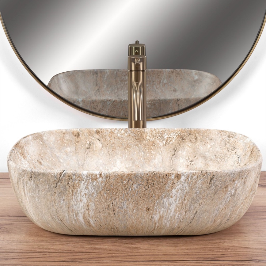 REA-U3323 - BELINDA Countertop Basin 33.5 x 46.5 cm, Ceramic/Stone-Effect