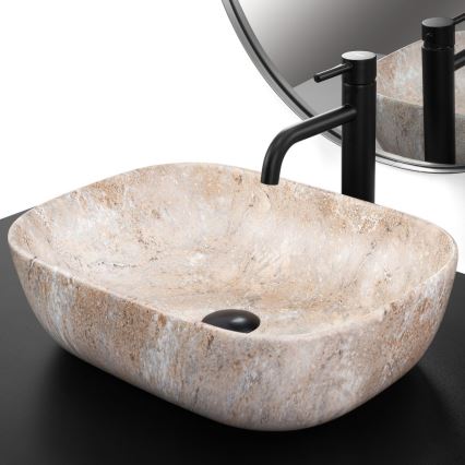 REA-U3323 - BELINDA Countertop Basin 33.5 x 46.5 cm, Ceramic/Stone-Effect