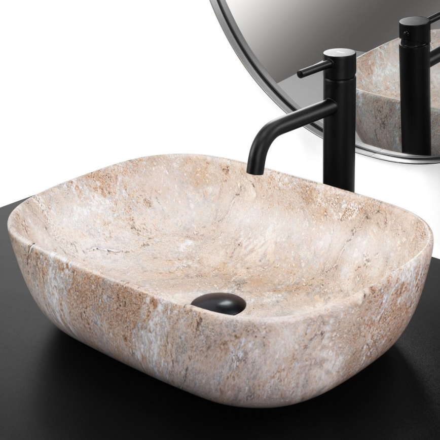 REA-U3323 - BELINDA Countertop Basin 33.5 x 46.5 cm, Ceramic/Stone-Effect