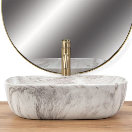REA-U3324 - Countertop washbasin BELINDA 33x46 cm ceramic/grey/stone-effect