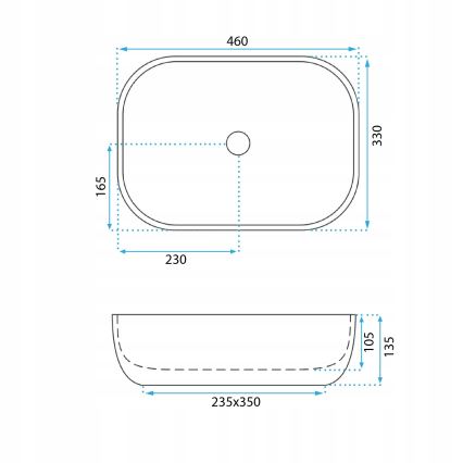 REA-U3324 - Countertop washbasin BELINDA 33x46 cm ceramic/grey/stone-effect
