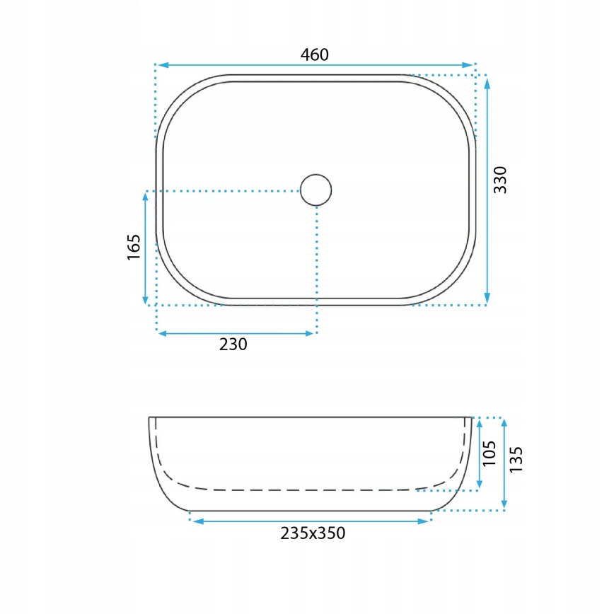 REA-U3324 - Countertop washbasin BELINDA 33x46 cm ceramic/grey/stone-effect