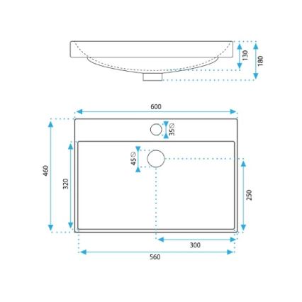 REA-U3326 - Recessed washbasin MANDY 46x60 cm ceramic/glossy white