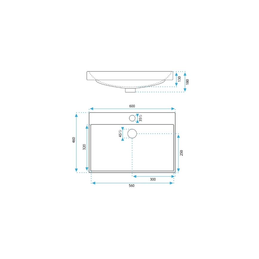 REA-U3326 - Recessed washbasin MANDY 46x60 cm ceramic/glossy white