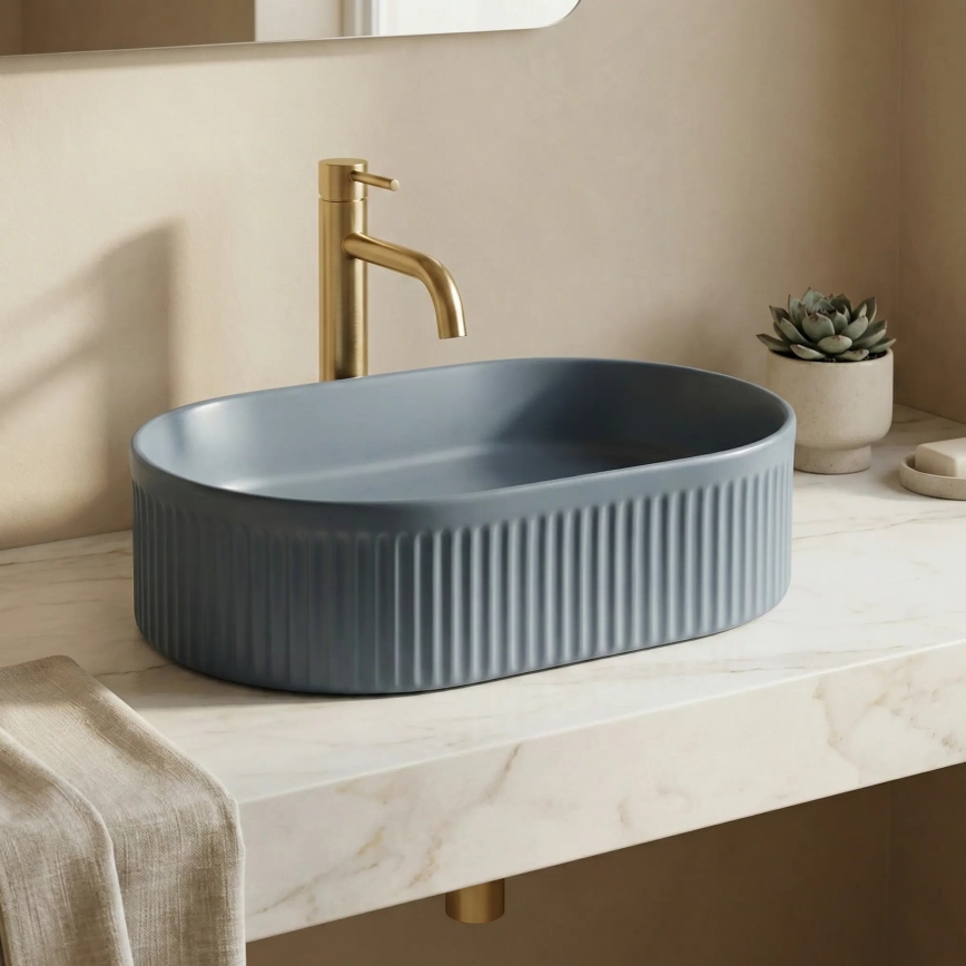 REA-U3535 - VANDA countertop basin 31x49 cm, ceramic/dark blue