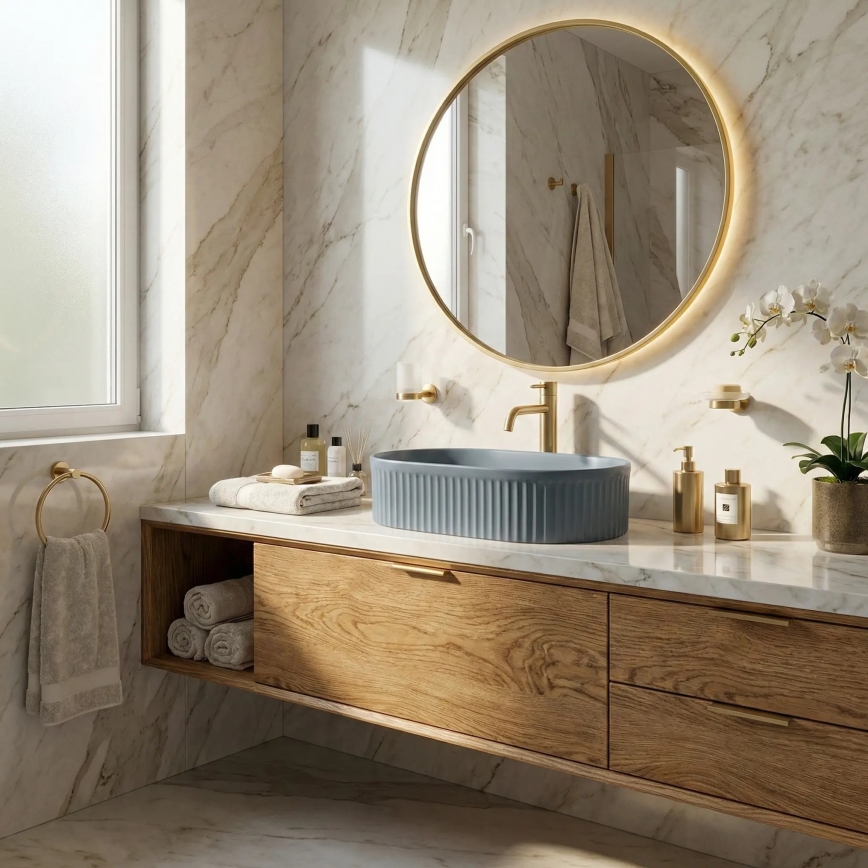 REA-U3535 - VANDA countertop basin 31x49 cm, ceramic/dark blue