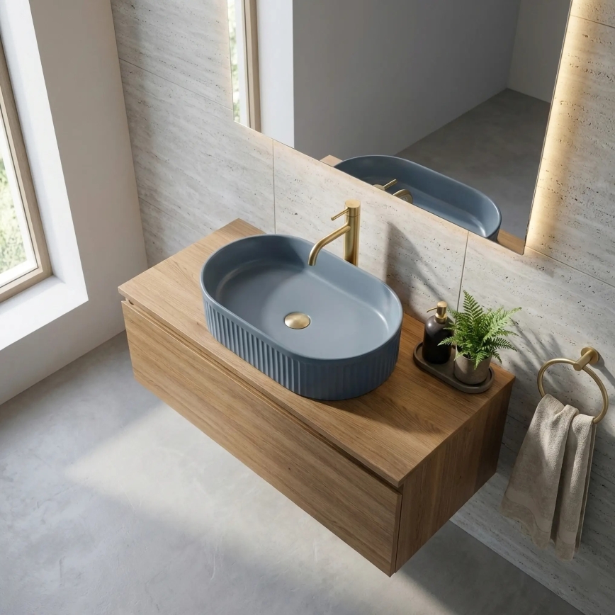 REA-U3535 - VANDA countertop basin 31x49 cm, ceramic/dark blue