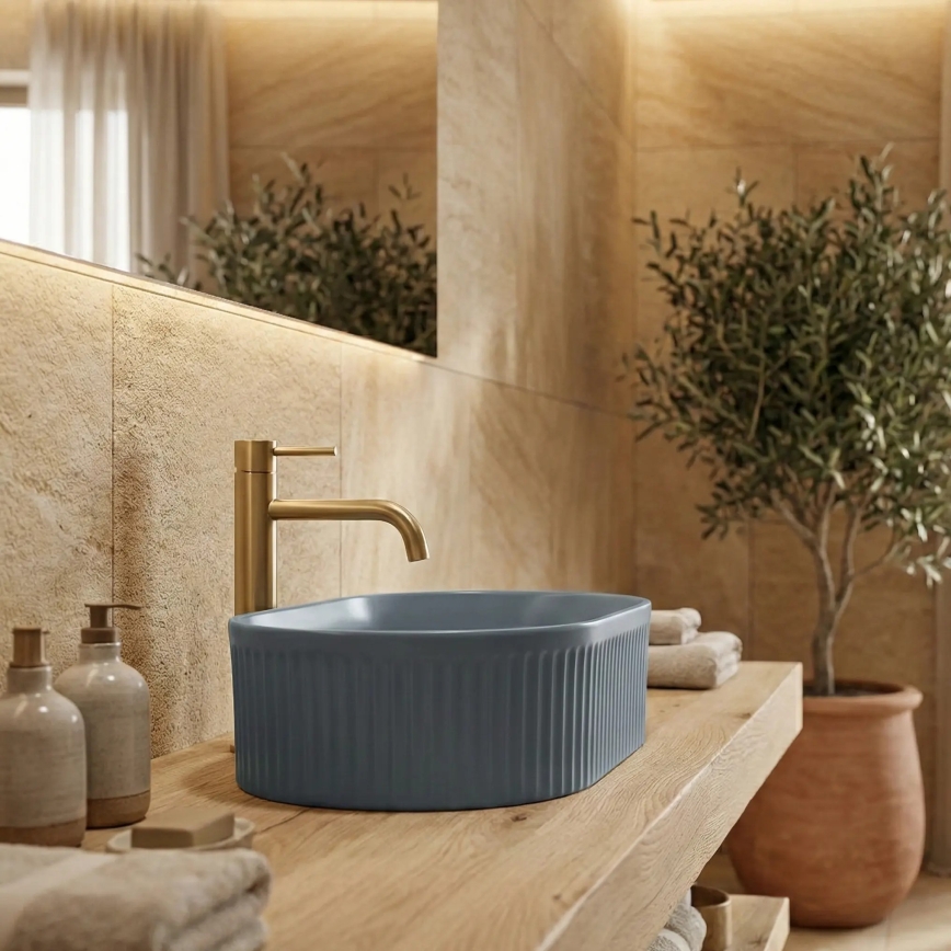 REA-U3535 - VANDA countertop basin 31x49 cm, ceramic/dark blue