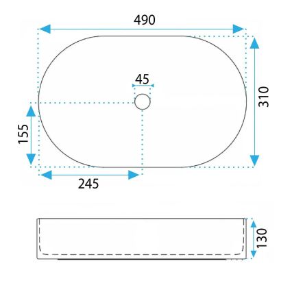 REA-U3535 - VANDA countertop basin 31x49 cm, ceramic/dark blue