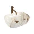 REA-U3601 - Countertop washbasin BELINDA 33x46,5 cm ceramic/beige/stone-effect