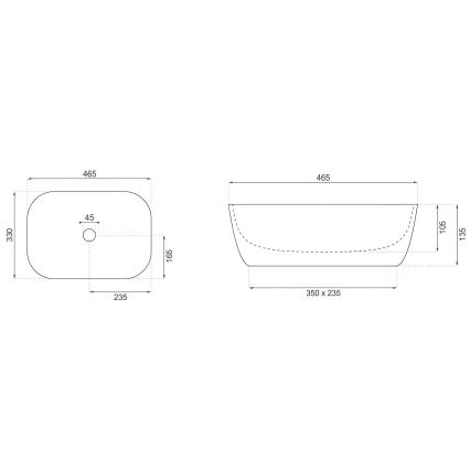 REA-U3601 - Countertop washbasin BELINDA 33x46,5 cm ceramic/beige/stone-effect